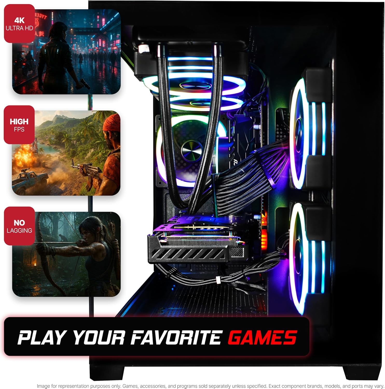 SAAV Elite Prebuilt Gaming PC Bundle Desktop Tower AMD Ryzen 5 9600X Radeon RX 9070XT 16GB GDDR6 Dual Curved 24in Monitors 16GB DDR5 512GB NVMe SSD WiFi 6 Windows 11 Black RGB Computer PC Gaming - Image 2