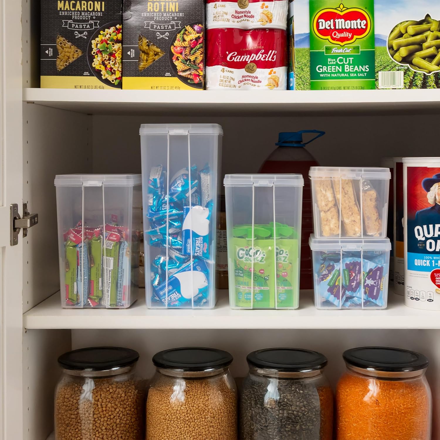 IRIS USA Vertical Plastic Flip Top Storage Containers Bins with Lids for Pantry, Home, Office, Organization, Large, Stackable Hinged Organizer with Latches, Clear, 6 Pack - Image 5