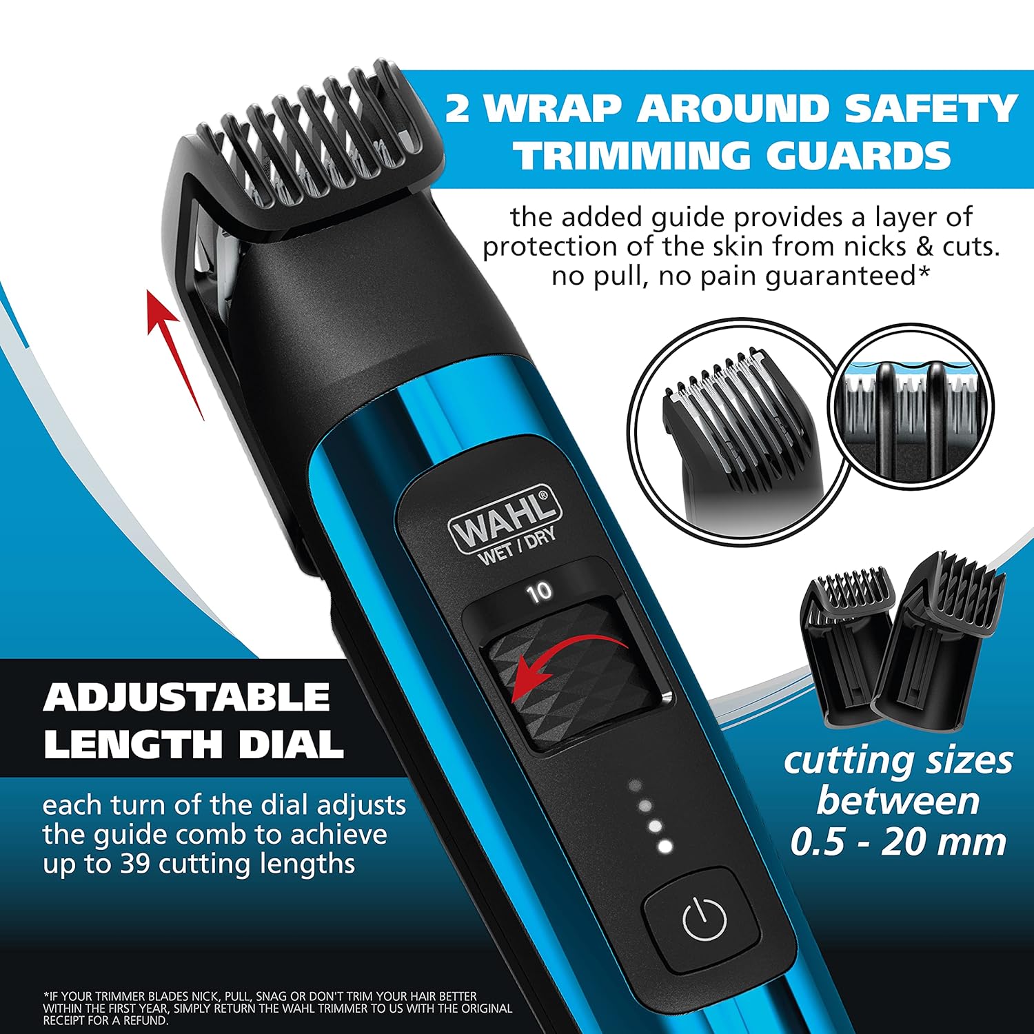 Wahl Manscaper® Total Body Grooming and Your Hair Down There Rechargeable Deluxe Hair Trimmer and Shaver with Safe-Touch Detachable Stainless Steel Precision Blades - Model 5708 - Image 5
