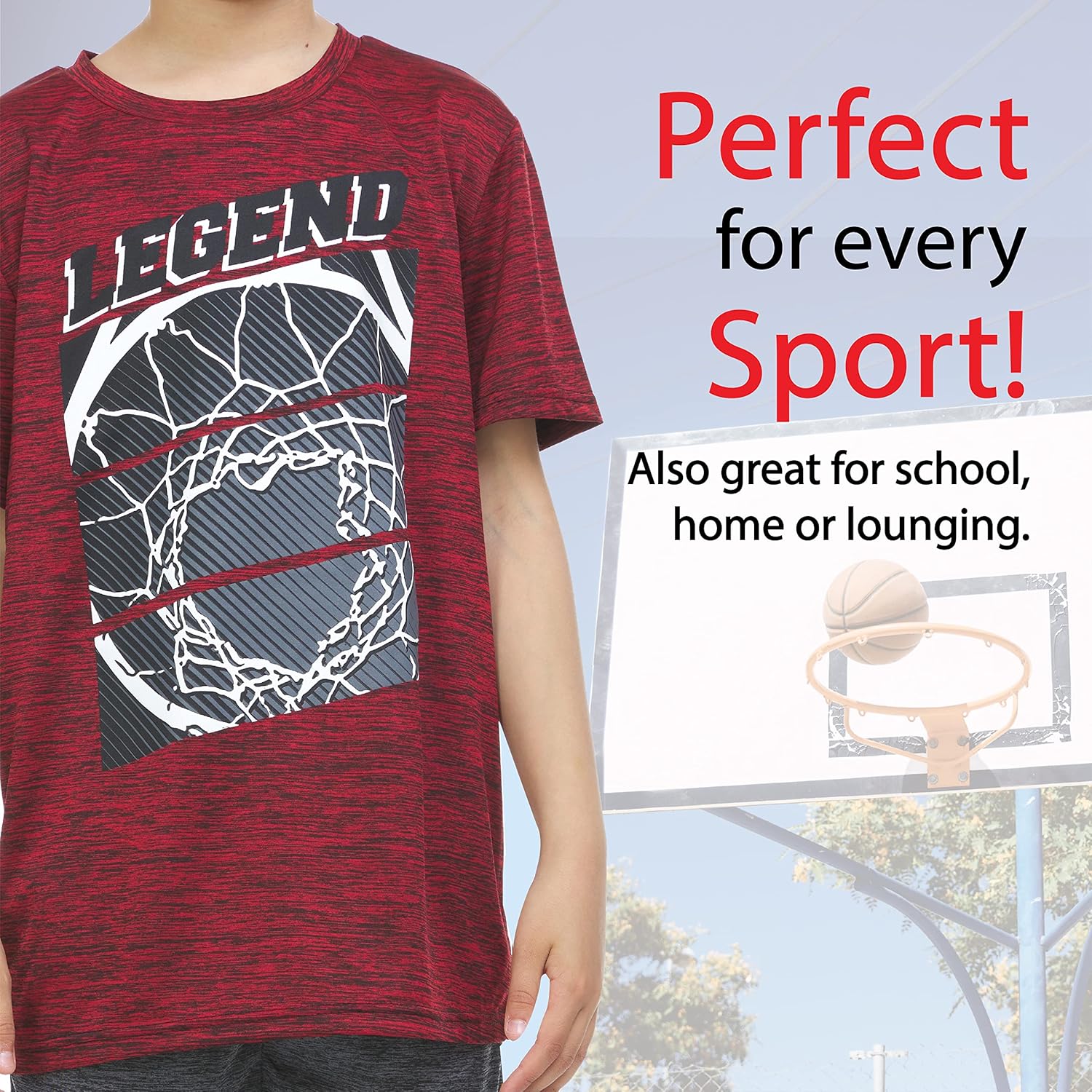 Boys T Shirts - Youth Big Kids Active Athletic Workout Sports Basketball Graphic Short Sleeve Top 4 Pack - Image 3