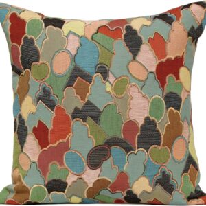 Charlotte Home Furnishings Throw Pillow Cover 19×19 – Blue Footprint Cushion Case – Cotton Jacquard Woven Fabric – Colorful Modern Accent Pillow – Abstract Art Deco Design for Living Room Decor