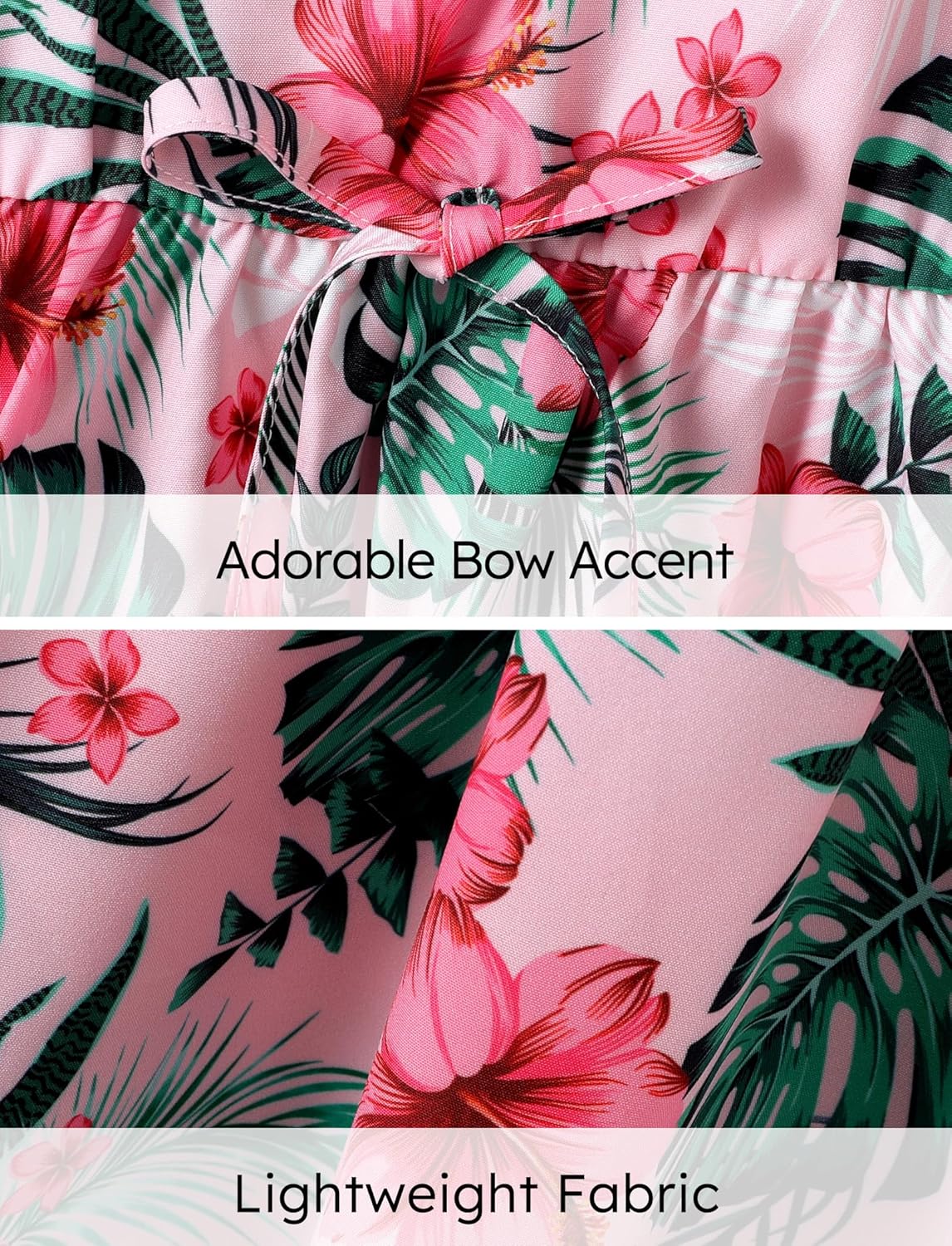 PATPAT Girls Hawaiian Dress Toddler Dresses for Kids Little Girl Floral Casual Spaghetti Strap Bowtie Sundress 2-7 Years - Image 7