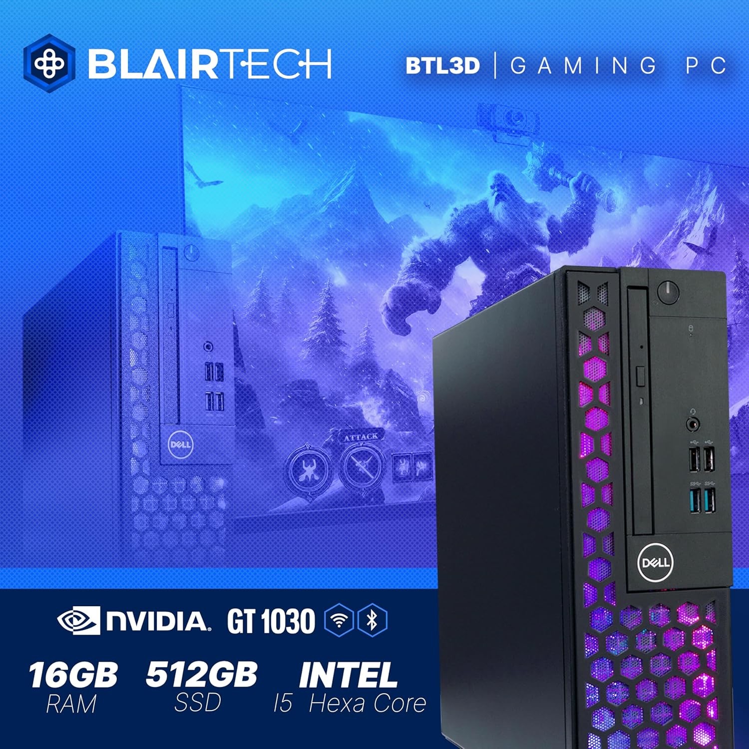 Dell RGB Light Gaming PC Bundle (Renewed) | Intel Core i5 | 16GB RAM | 500GB SSD | NVIDIA GT 1030 2GB | Windows 11 Pro | 24” FHD Monitor | RGB Soundbar, Keyboard, Mouse & Headphones | (Renewed) - Image 5