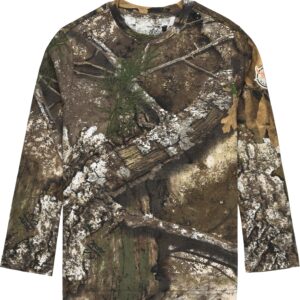 Realtree and Mossy Oak Youth Camo Long Sleeves Crewneck Cotton T-Shirts for Kids Boys & girls Outdoor Hunting Clothes