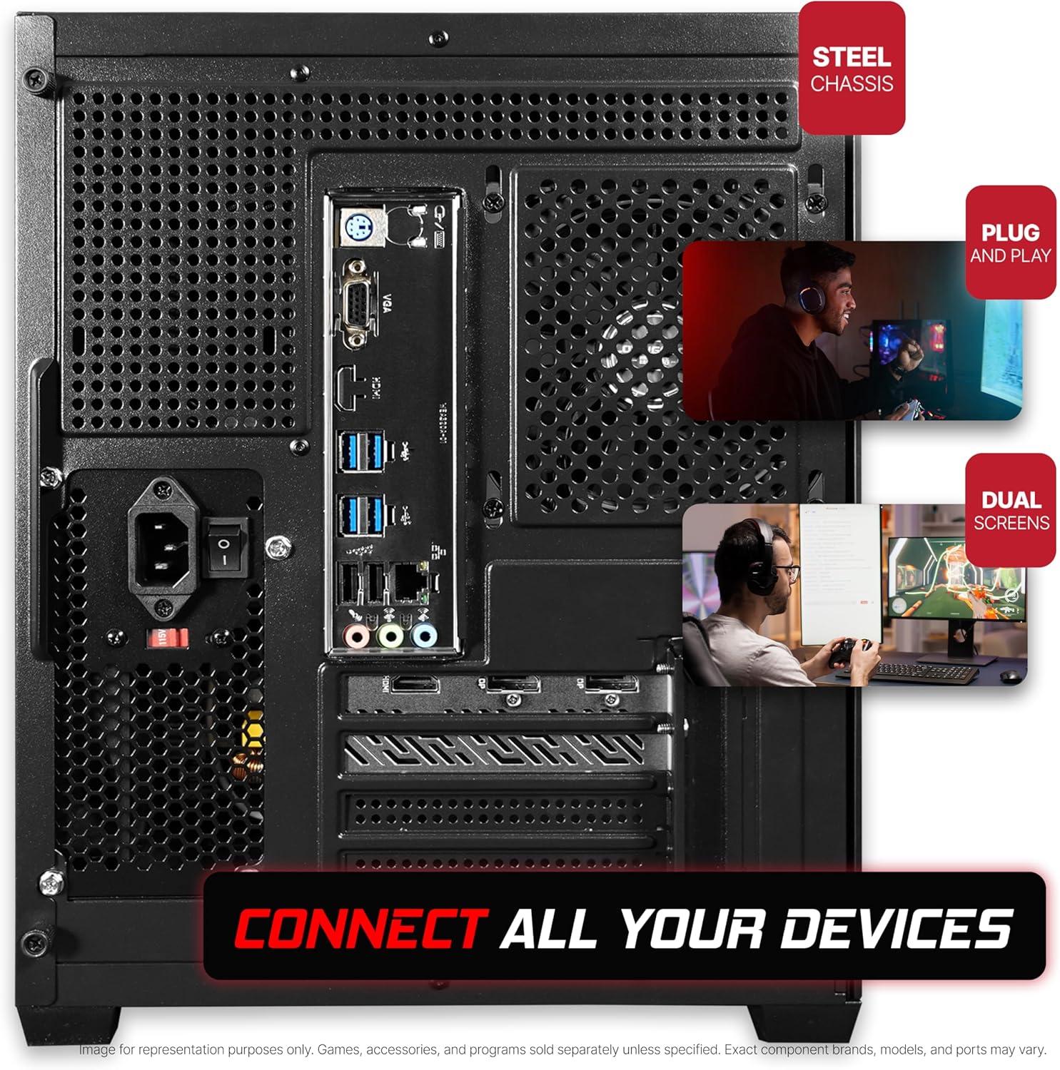 SAAV Elite Prebuilt Gaming PC Bundle Desktop Tower AMD Ryzen 5 9600X Radeon RX 9070XT 16GB GDDR6 Dual Curved 24in Monitors 16GB DDR5 512GB NVMe SSD WiFi 6 Windows 11 Black RGB Computer PC Gaming - Image 4