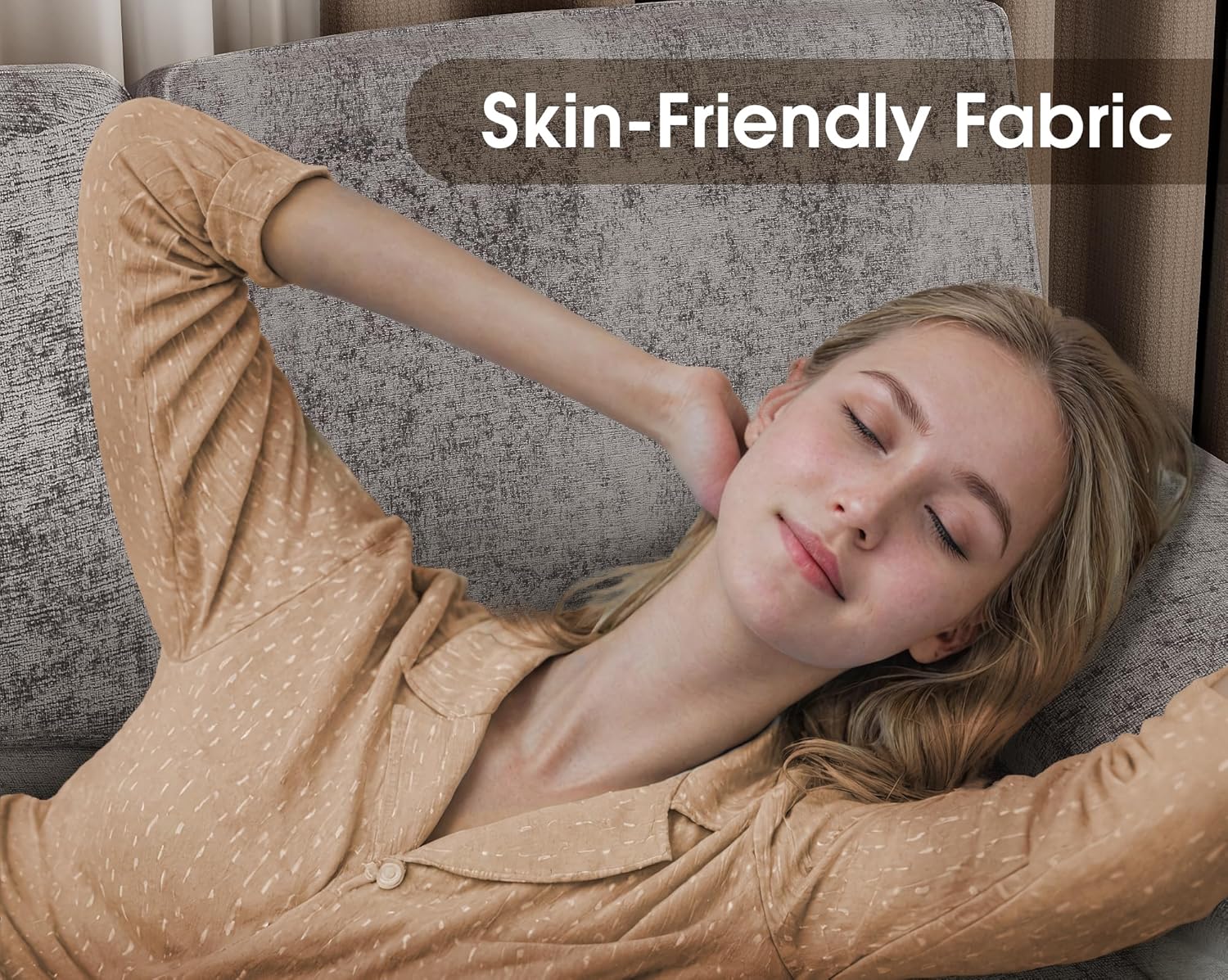 Furmax Sectional Couches for Living Room, U-Shaped Sofa Couch with Linen Fabric, 4 Seat Sofa Set with Double Chaise for Apartment (Fabric, Grey) - Image 3