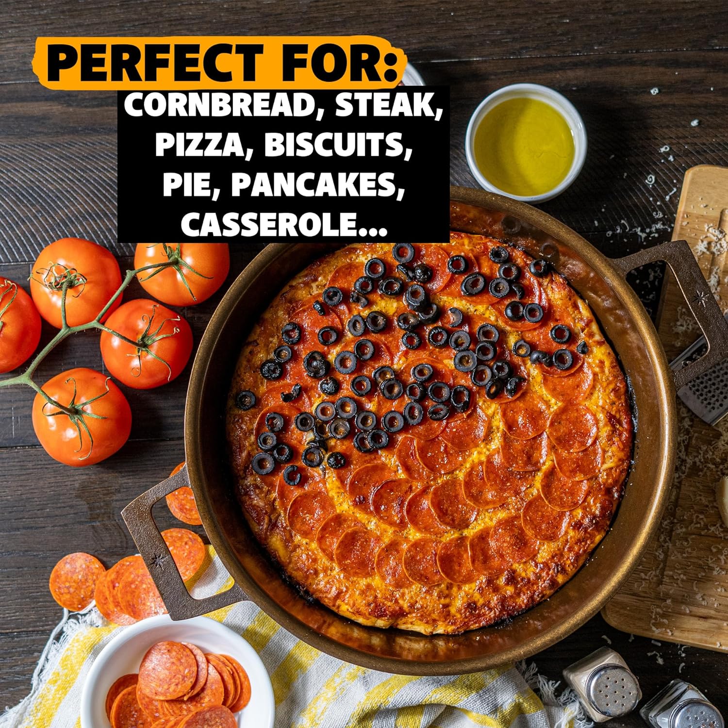 Stargazer 13.5-Inch Cast Iron Skillet | Made in USA, Seasoned, Premium Frying Pan for Grilling, Searing, Baking & More – Durable Cast Iron with Smooth Cooking Surface - Image 6