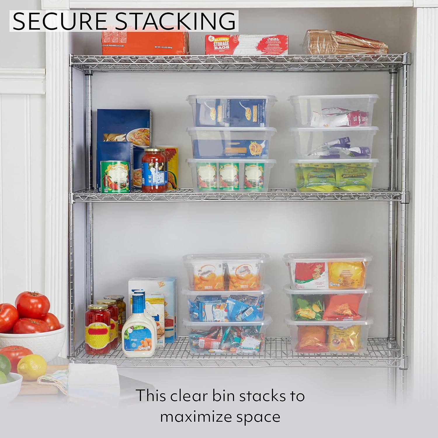 Rubbermaid Cleverstore 6 Qt Clear Storage Bins with Lids, 12-Pack, Stackable, BPA-Free, Made in USA - Image 3