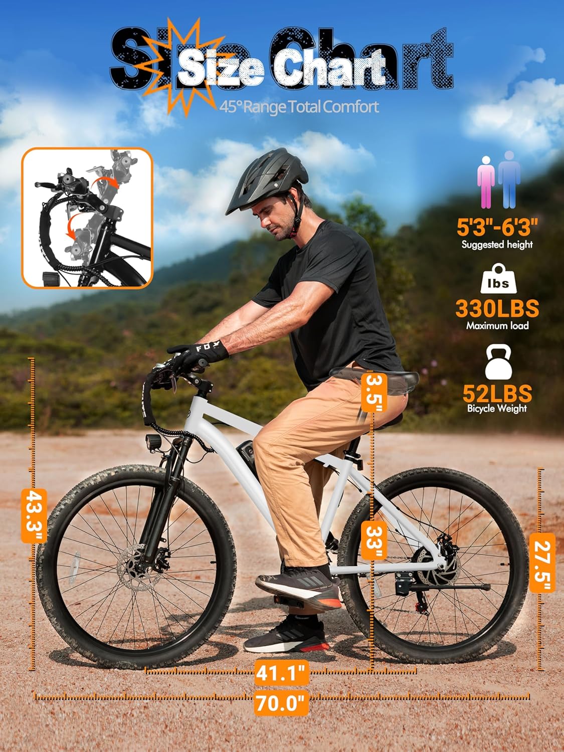 M200 Electric Bike for Adults – 21-Speed Gear 27.5" Mountain E-Bike, 1200W Peak Brushless Motor 28MPH, 48V 10.4Ah&13Ah Removable Battery, Up to 55-65 Miles Range, Step Over Commuter E-MTB, NFC Unlock - Image 7