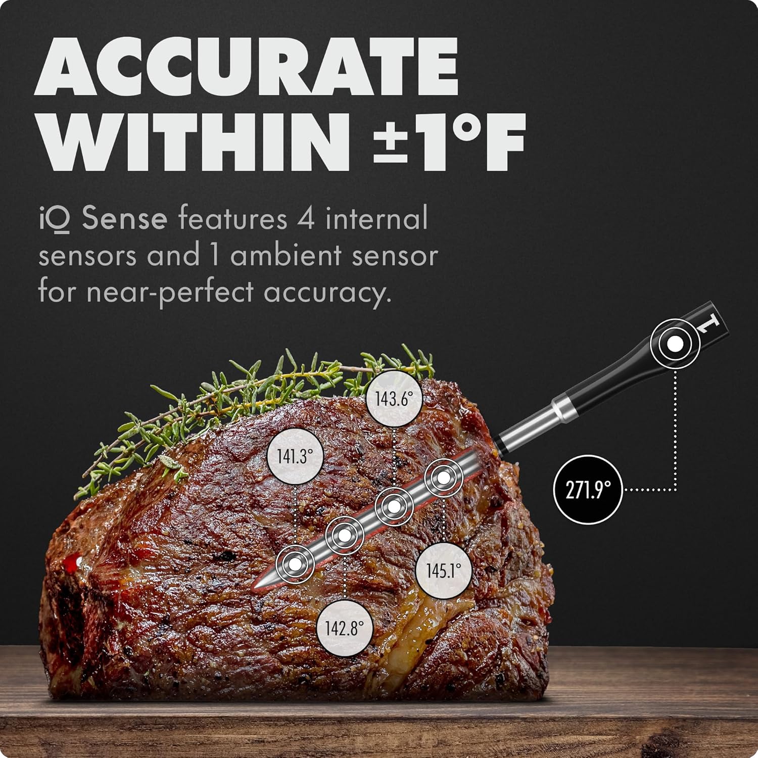 CHEF iQ Sense | Smart Wireless Meat Thermometer | 2 Ultra-Thin Probes | WiFi Unlimited Range | 1000°F Heat Safe | 5 Sensors | BBQ, Grill, Oven, Smoker, Air Fryer | Gen3 - Image 2