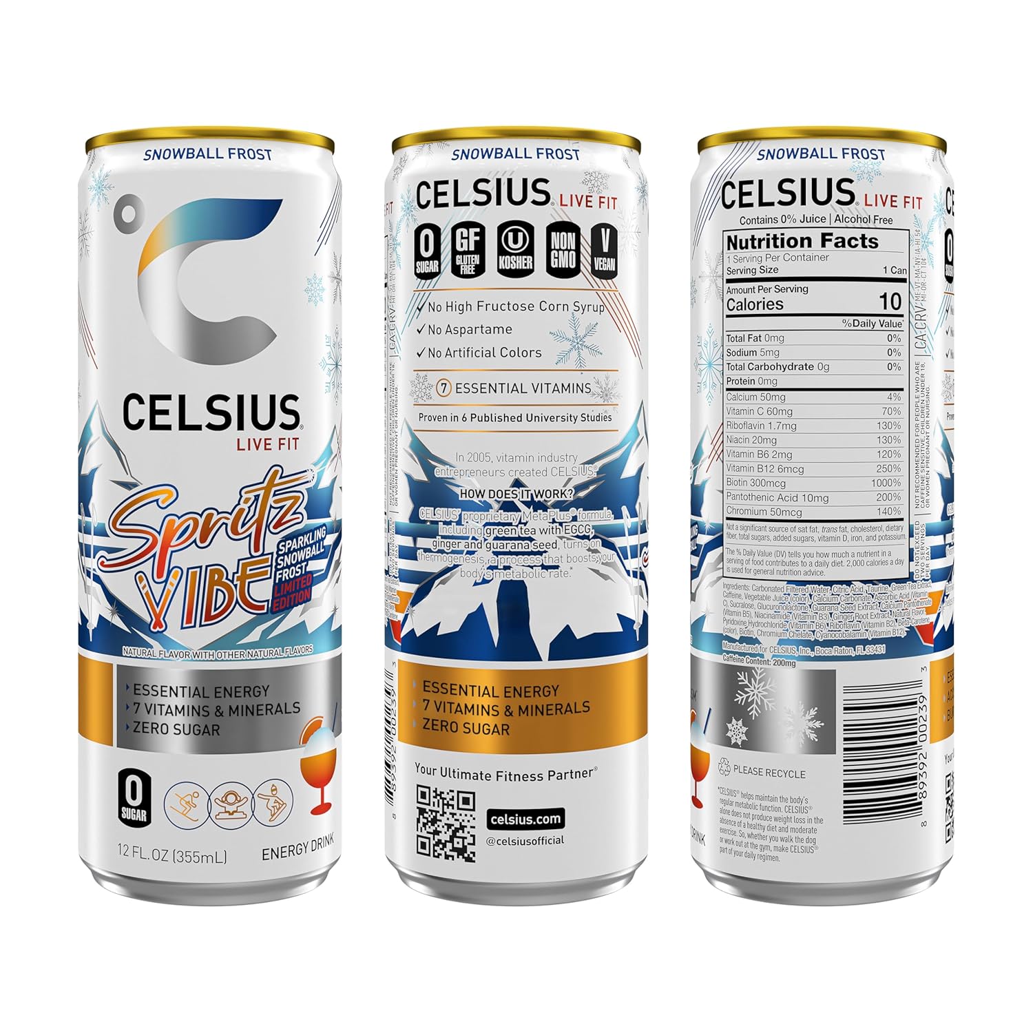CELSIUS Sparkling Spritz Vibe Limited Edition, Sugar Free Energy Drink, Can, 12 Fl Oz (Pack of 12) - Image 3
