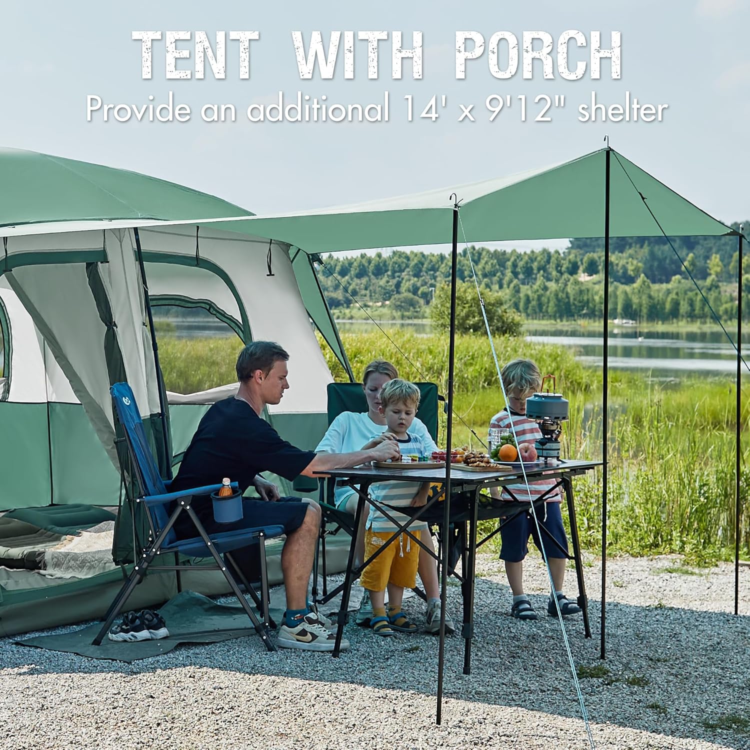 PORTAL 8 Person Tents for Camping, Easy Setup Cabin Tent with Large Porch, 2 Room, Waterproof Family Camping Tent for Outdoor Camping, Patio - Image 6