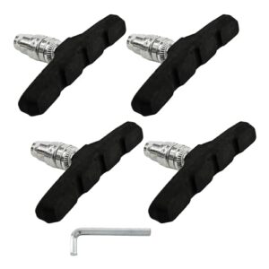 Runseaway 2 Pairs Premium Bike Brake Pads, 70mm Universal V-Brake Blocks for Mountain and Road Bicycles, Includes Hex Wrench, Hex Nut, Shims for Front and Rear Wheels