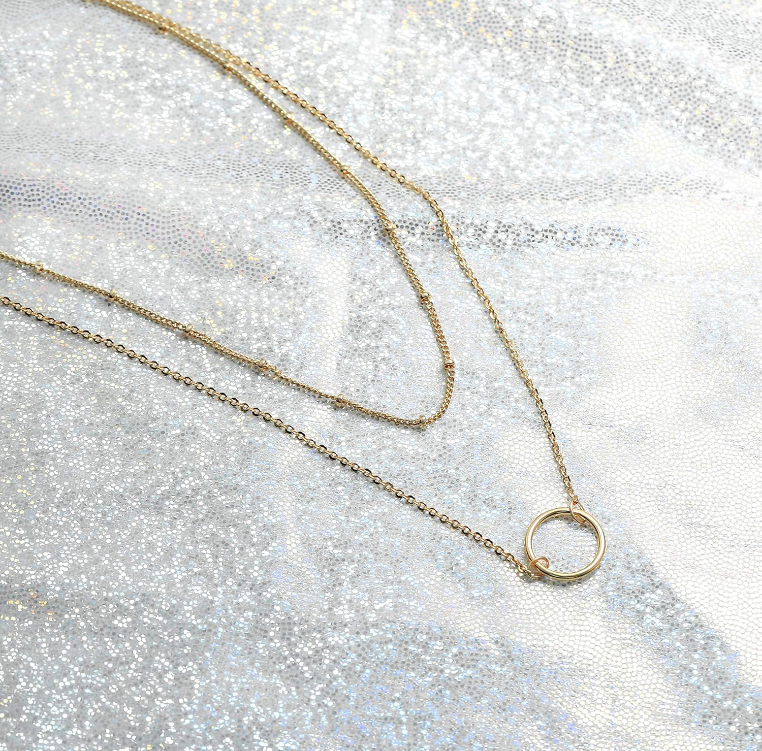 MEVECCO Layered Heart Necklace Pendant Handmade 18k Gold Plated Dainty Gold Choker Arrow Bar Layering Long Necklace for Women - Image 5