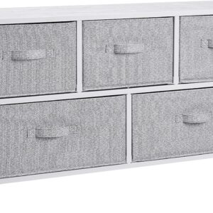 Amazon Basics Extra Wide Fabric 5-Drawer Storage Organizer Unit for Closet, White