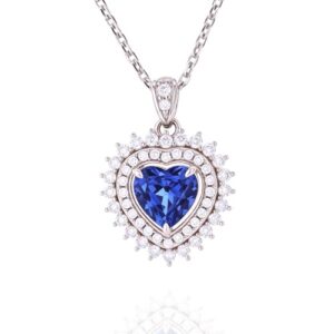 StiloVero Heart of the Ocean Necklace – Lab-Grown Blue Sapphire & Moissanite Pendant, 18K White Gold Plated 925 Sterling Silver, Titanic Inspired Jewelry Gift for Women