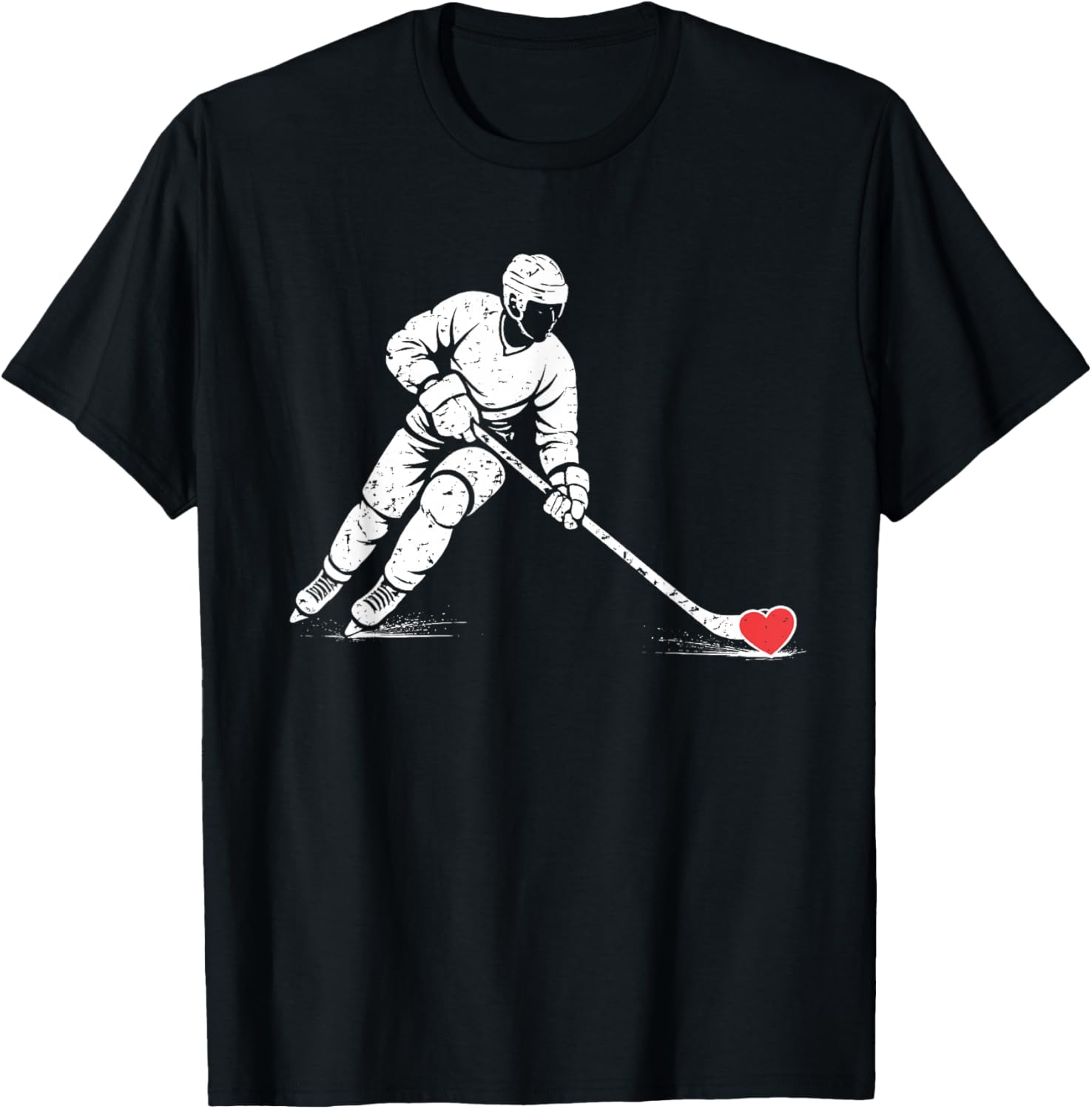 Valentines Day Ice Hockey Silhouette Heart Love Men Boys T-Shirt