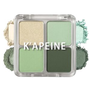 K’APEINE Eyeshadow Palette,Light Green Eye Shadow Matte Glitter Makeup Palette 4 Colors Mini High Pigmented Eyeshadows Long-lasting for Woman Girls Party,Music Festival, Stage Performance,Appointment