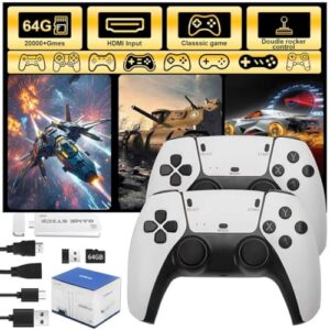 Polaring Retro Gaming Console, Game Stick,4K HDMI Output , 40,000+ Games and 23 Emulators, Dual 2.4G Wireless Controllers ,Plug and Retro Play Video Games for TV(64G)