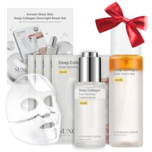 SUNGBOON EDITOR Frost-Proof Glow Bundle | Glow Mist Set | Deep Collagen Overnight Mask (4ea), Surface Line & Texture Care Serum & Barrier Serum Mist