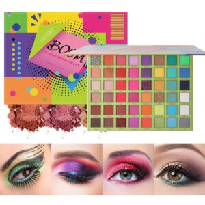 docolor Eyeshadow Palette 48Colors Boom Eye Shadow Palette Highly Pigmented Mattes Glitter Shimmers Neutral Smokey Cream Powder Blendable Long Lasting Waterproof Colorful Professional Makeup Palette