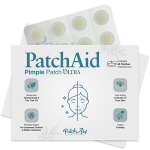 PatchAid Pimple Patch Ultra – 48 Invisible Hydrocolloid Patches with Tapered Edges