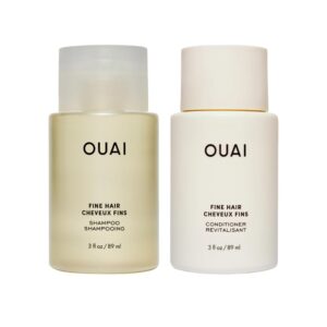 OUAI Fine Hair Shampoo & Conditioner Set, Travel Size – Volumizing Shampoo & Conditioner – With Strengthening Keratin, Biotin & Chia Seed Oil – Sulfate, Paraben & Phthalate Free (3 Oz)