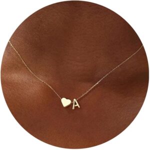 Turandoss Valentines Day Gifts for Kids Teen Girls – Dainty 18K Gold Plated Heart Initial A-Z Pendant Necklace Trendy Jewelry Heart Necklaces Birthday Valentines Day Gifts for Girlfriend Wife Women