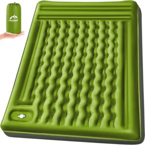 Double Sleeping Pad Camping, Self Inflating 6” Extra-Thick 2 Person Pillow Built-in Foot Pump Waterproof Inflatable Sleeping Mat Backpacking, Tent, Hiking, Portable Camping Pad (Yellow Grey)