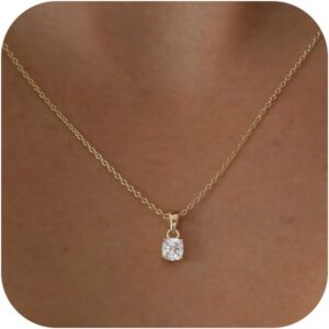 Valentines Day Gifts for Women Her – Dainty Necklaces for Women Cute Station Choker Simulated Diamond Necklace Simple Layering CZ Necklace Trendy Jewelry Gifts