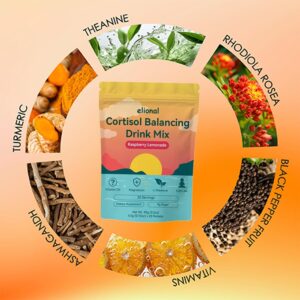Cortisol Drink Mix for Mental Clarity & Digestive Comfort – Ashwagandha + L-Theanine Powder – Raspberry Lemonade Flavor – 20 Single-Serve Packets (Raspberry Lemonade)