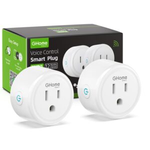 [Upgraded Version] GHome Smart Mini Plug Compatible with Alexa & Google Home, WiFi Outlet Socket Remote Control, Timer Function, Only Supports 2.4GHz Network, No Hub Required, ETL FCC Listed (2 Pack)