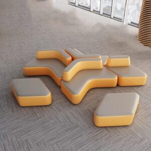 JOSOGO Modern Asymmetrical Leather Sofa Set for Office Reception, Creative Lobby Waiting Area with Irregular Design, Commercial Lounge Furniture, Contemporary Style(B)