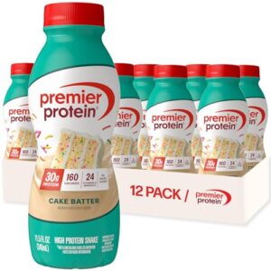 Premier Protein Shake, Cake Batter, 30g Protein, No Added Sugar, 24 Vitamins & Minerals to Support Immune Health, 11.5 fl oz, 12 Pack (Packaging May Vary)