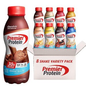 Premier Protein Shake, 8 Flavor Variety Pack, 30g Protein, No Added Sugar, 24 Vitamins & Minerals to Support Immune Health, 11 fl oz, 8 Pack (Packaging May Vary)