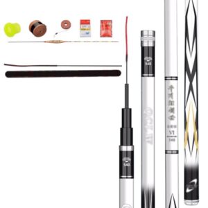 Fishing Rod Set Retractable and Reel Combo Carp Pole Carbon Table Hand Outdoor Gear (4.8m) ()