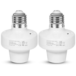 AICase Smart WiFi E27/E26 Light Socket, [2 Pack] Intelligent WLAN Home Remote Control Light Lamp Bulb Holder Compatible with Alexa and Google Home-White