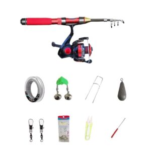 Portable Pocket Fishing Rod Set Telescopic and Reel Combo sea Pole Throwing Travel Gear ()