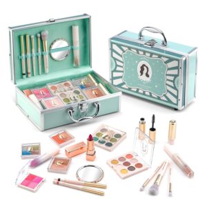 All In One Makeup Kit For Girls, Beginner Makeup Kit For Teens Make up Kit For Little Girls Full Set Make Up Kits For Women Cosmetic Set 18 Color Eyeshadow Eyeliner Lipgloss Blush Mirror – Green