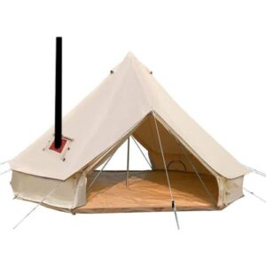 DEKIMOW Luxury 4-Season Glamping Tent Family Tent with 2 Doors and Stove Jack Hole,Waterproof Cotton Canvas Bell Tent 4/5/6M Yurt Bell Tent