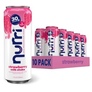 Nurri – 30g Protein Ultra Filtered Milk Shake – Strawberry – Lactose Free, Low Sugar, 150 Calories, 10 Vitamins and Minerals – 11 fl oz, 10 Cans