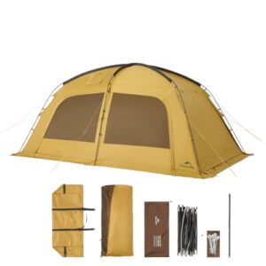 Naturehike Dune10.9 Camping Hot Tent with Stove Jack – 2025 Update PU10000mm 4 Person Large Family Tent, Waterproof UPF50+ 4 Season Tents for Car Camping, Travel, 2-4 Person