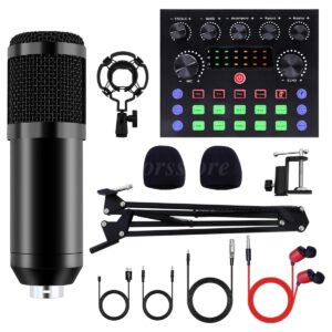 New 2026 Podcast Equipment Bundle for 2 Studio Recording Kit Music Mixer Headphone BM-800