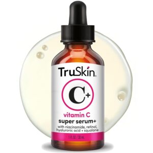 TruSkin Vitamin C Super Serum for Face – Five Skin Benefits in One Serum with Vitamin C, Retinol, Niacinamide, Hyaluronic Acid & Squalane – Brighten, Firm & Smooth the Look of Skin – 1 fl oz