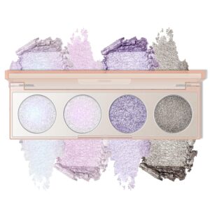 4 Colors Holographic Multichrome Eyeshadow Palette, Douchrome Metallic Glitter Color Shifting Eye Shadow Brightener Creamy Shimmer Inner Conner Face Eyeshadow Highlighter Makeup Palette03
