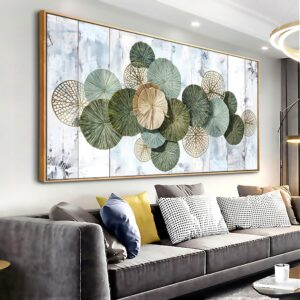 Wall Art Simple Wall Decor Green Canvas Painting Abstract Wall Art for Bedroom Living Room Dining Room Home Office Decor 30″x60″ with Framed