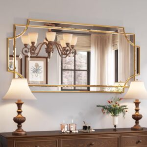 Kelly Miller Gold Traditional Mirror for Wall, Art Decorative Beveled Full Length Mirror for Home Decor, Bathroom, Living Room, Bedroom, Kitchen, Farmhouse, Entryway, 24″x48″ Large