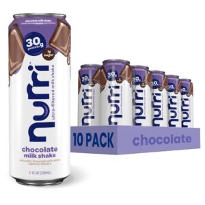 Nurri – 30g Protein Ultra Filtered Milk Shake – Chocolate – Lactose Free, Low Sugar, 150 Calories, 10 Vitamins and Minerals – 11 fl oz, 10 Cans