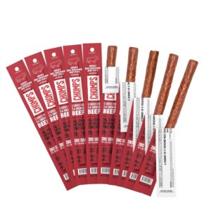 Chomps Grass-Fed and Finished Smoky BBQ Beef Jerky Snack Sticks 10-Pack – Keto, Paleo, Whole30, 10g Lean Meat Protein, Gluten-Free, Zero Sugar Food, Non-GMO