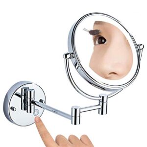 HSZQPBFR Makeup Mirror Wall Mounted Vanity Mirror Extendable 360 Rotation,Bathroom Shaving Mirror Cosmetic Vanity Mirror 8 Inch (Cromo 5X Magnification)